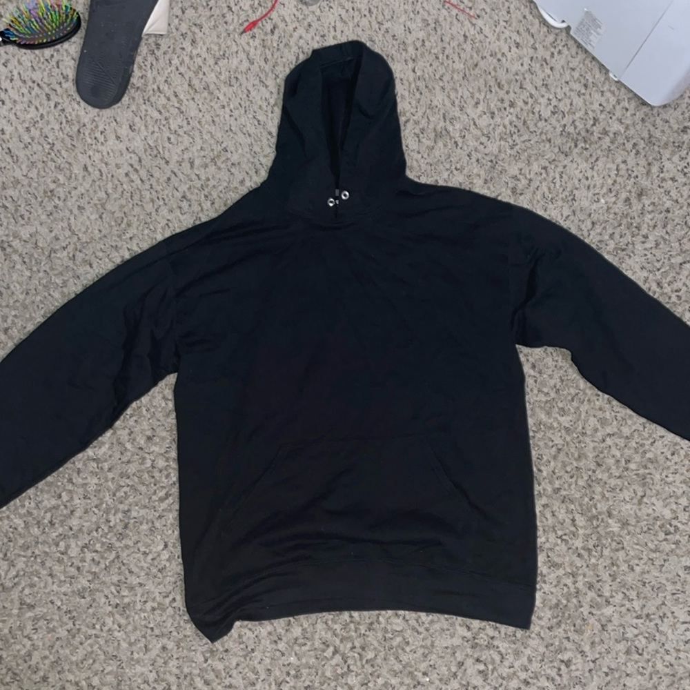 Plain black hoodie without the strings
